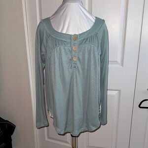 We The Free Sage Green Long Sleeve Top